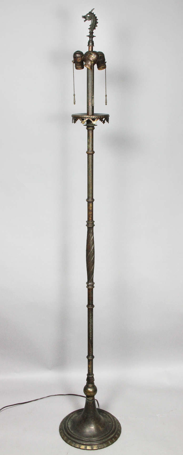 Oscar Bach Bronze Floor Lamp In Good Condition In Essex, MA