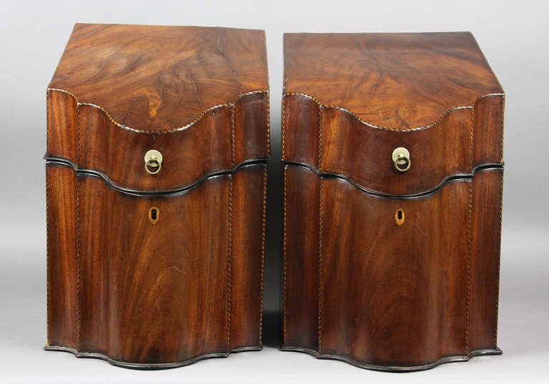 PAIR OF GEORGE III MAHOGANY KNIFE BOXES