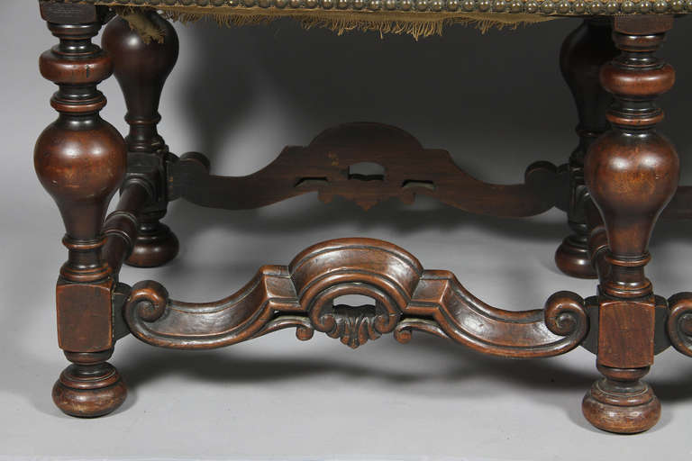 Needlepoint William And Mary Style Walnut Bench By George Hunt , Pasadena