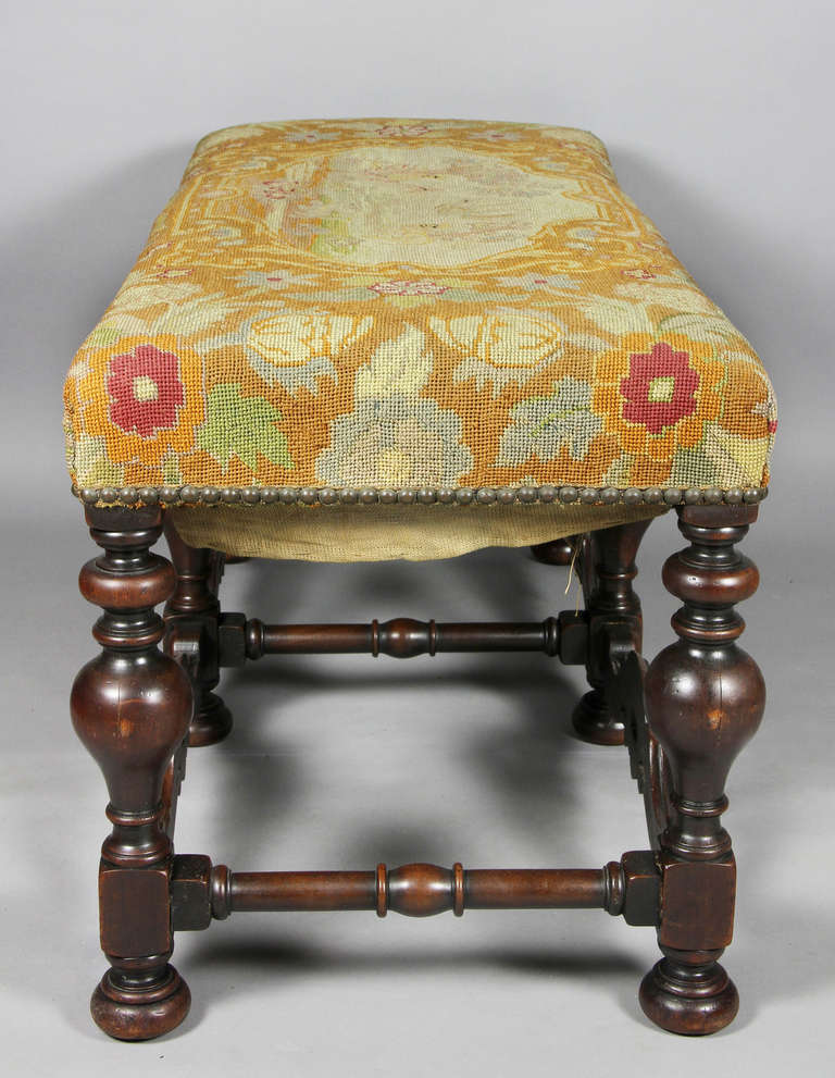 Wood William And Mary Style Walnut Bench By George Hunt , Pasadena