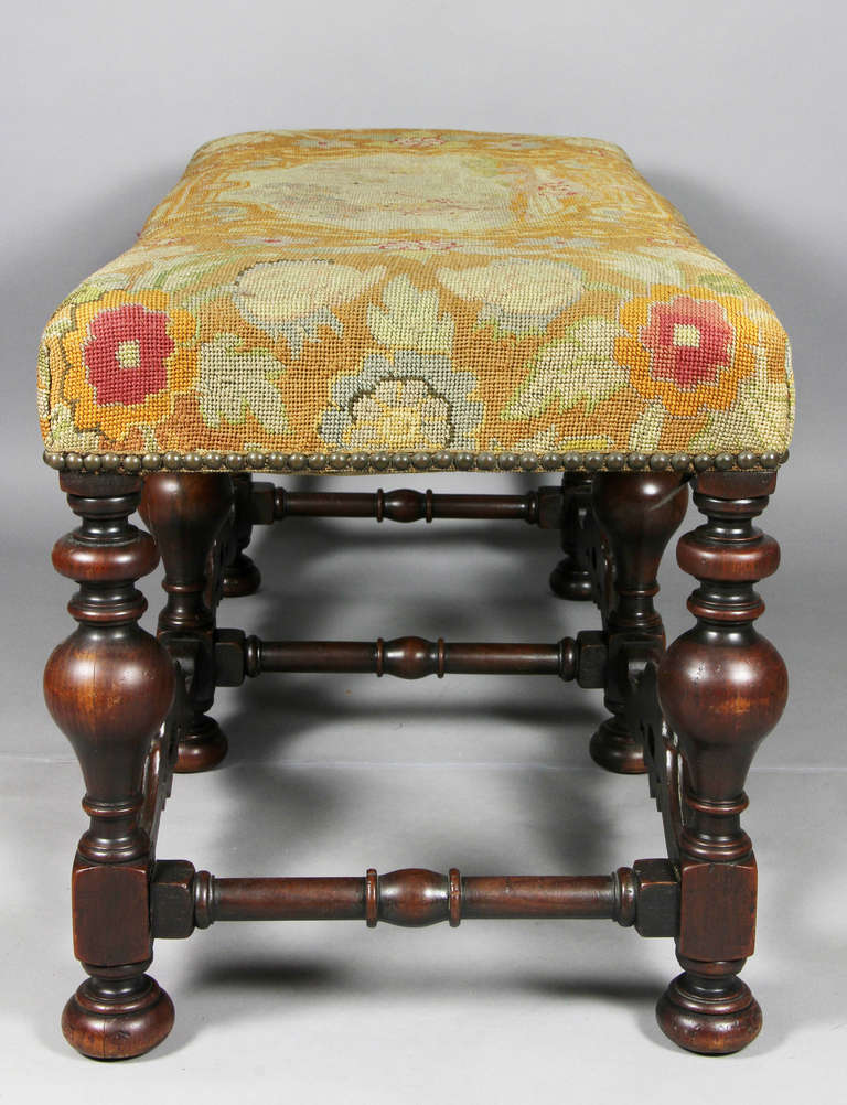 William And Mary Style Walnut Bench By George Hunt , Pasadena 1