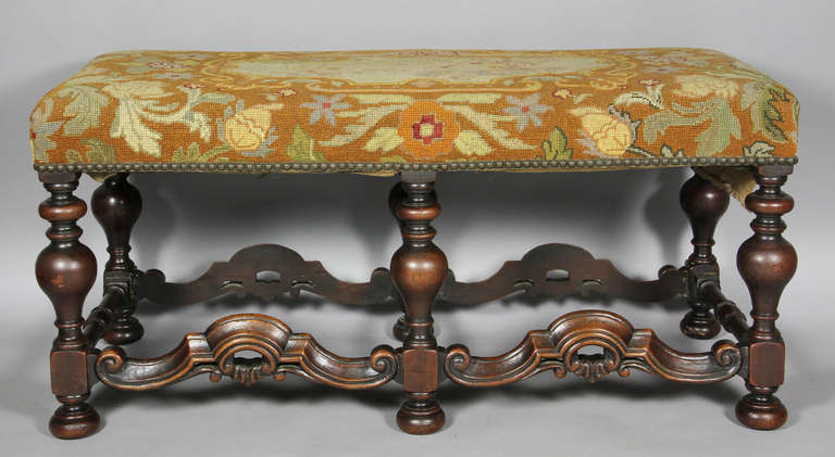 William And Mary Style Walnut Bench By George Hunt , Pasadena 2