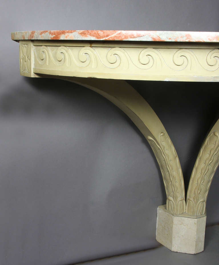Mid-20th Century Art Deco Creme Painted And Marble Console Table
