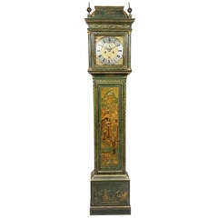 George III Green Japanned Tall Case Clock