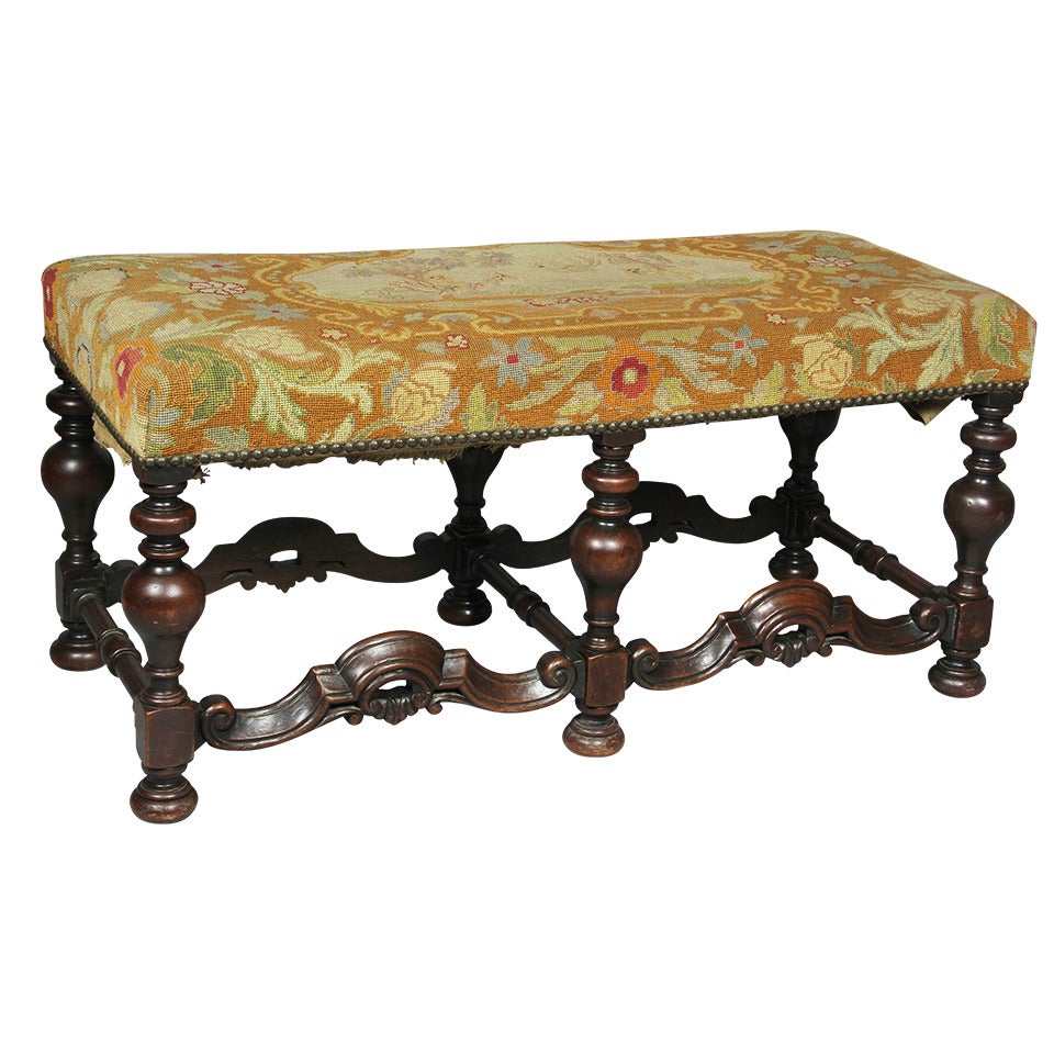 William And Mary Style Walnut Bench By George Hunt , Pasadena