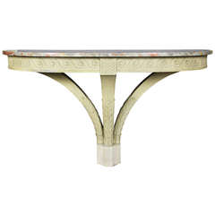 Art Deco Creme Painted And Marble Console Table