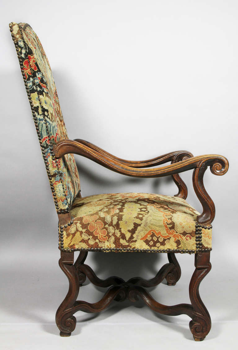 Flemish Baroque Walnut and Needlepoint Armchair 2
