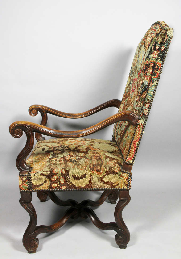 Flemish Baroque Walnut and Needlepoint Armchair 3