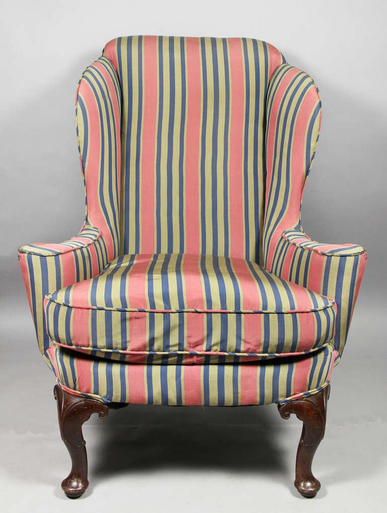 British Queen Anne Walnut Wing Chair