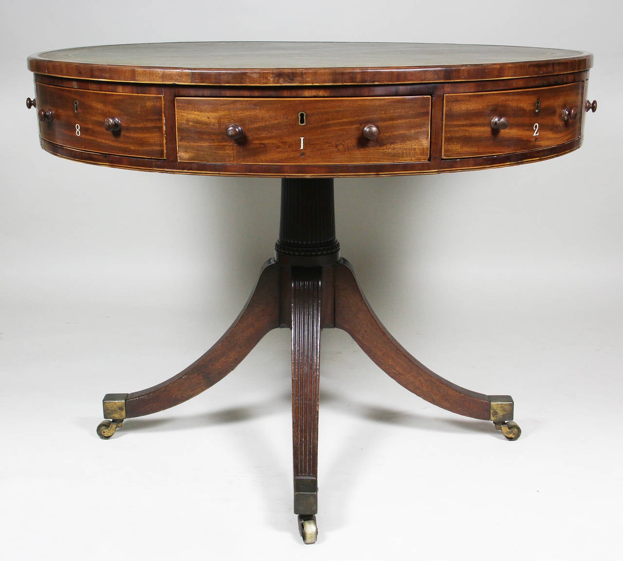19th Century Regency Mahogany and Inlaid Rent or Drum Table