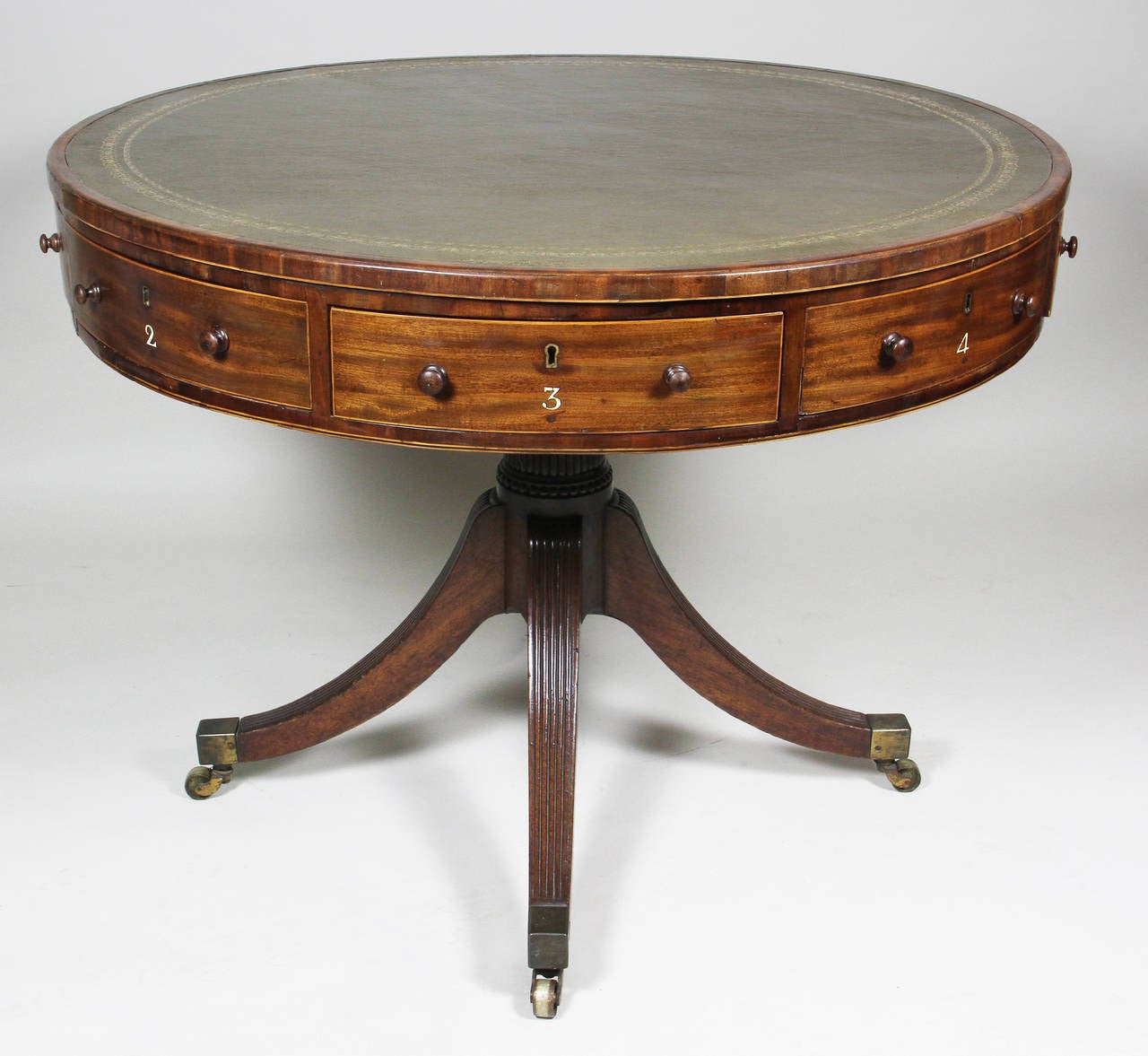 Regency Mahogany and Inlaid Rent or Drum Table 1