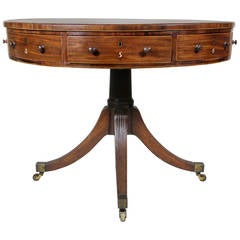 Regency Mahogany and Inlaid Rent or Drum Table