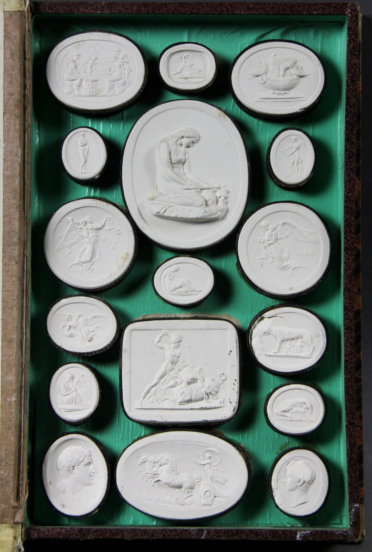 Set of Nine Italian Boxed Plaster Intaglios 2