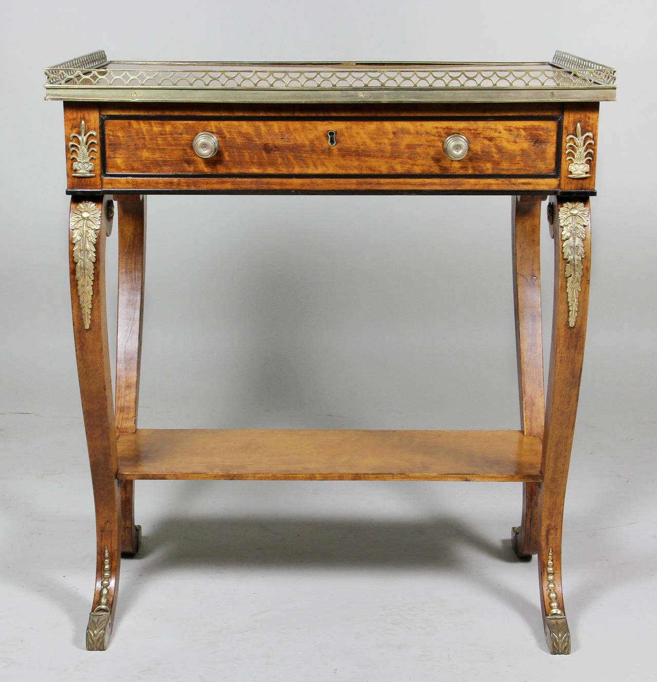 Regency Satinwood and Bronze-Mounted Small Writing Table 4