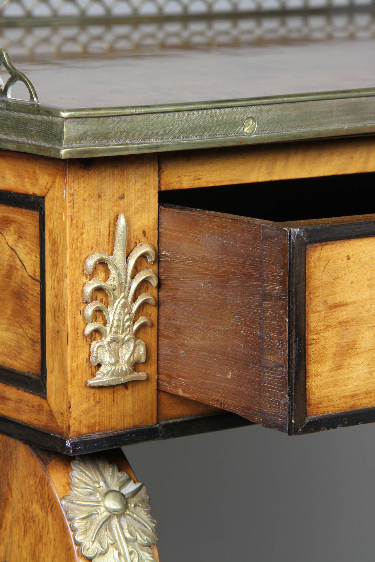 Early 19th Century Regency Satinwood and Bronze-Mounted Small Writing Table