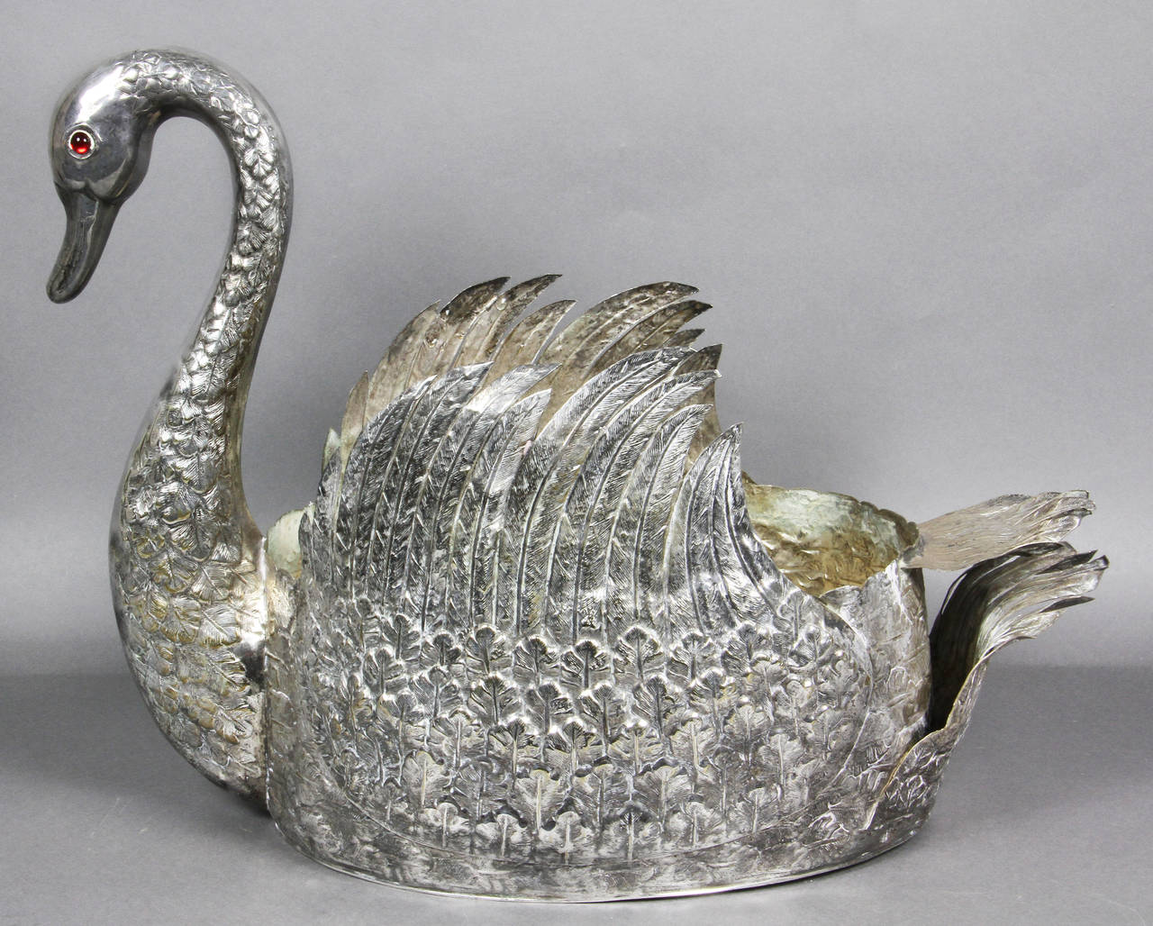 Silver Plated Swan Form Centerpiece In Good Condition In Essex, MA