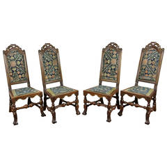 Set of Four Queen Anne Walnut and Needlepoint Side Chairs 3