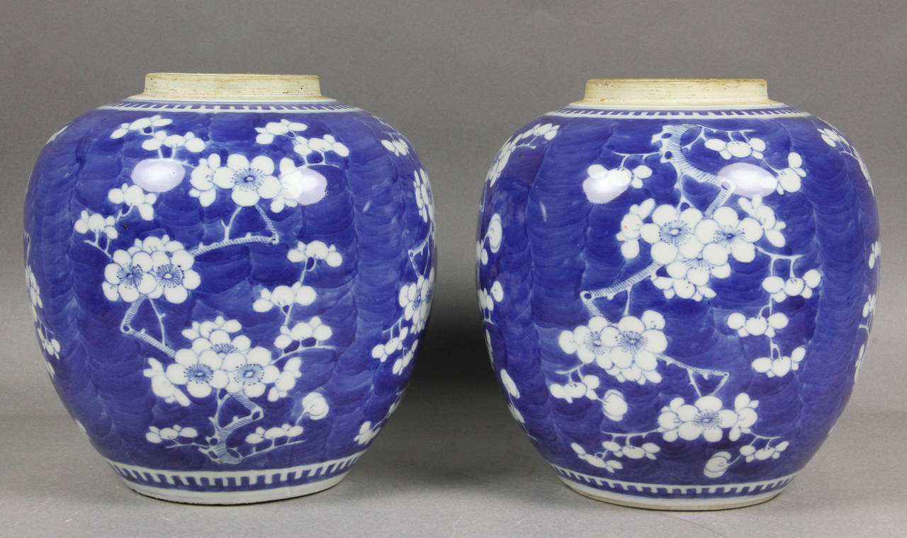 Early 20th Century Pair of Chinese Blue and White Ginger Jars