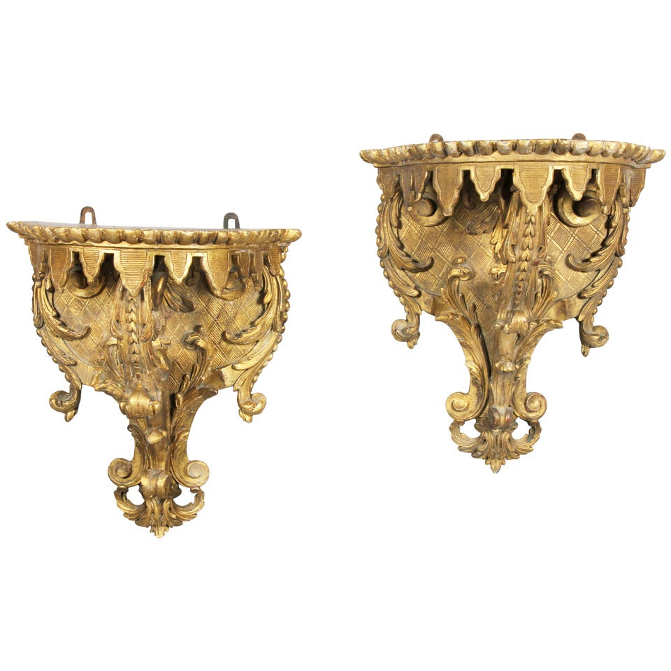 Pair of Regence Style Giltwood Wall Brackets