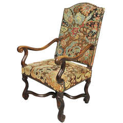 Flemish Baroque Walnut and Needlepoint Armchair