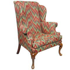 Antique Queen Anne Walnut Wing Chair