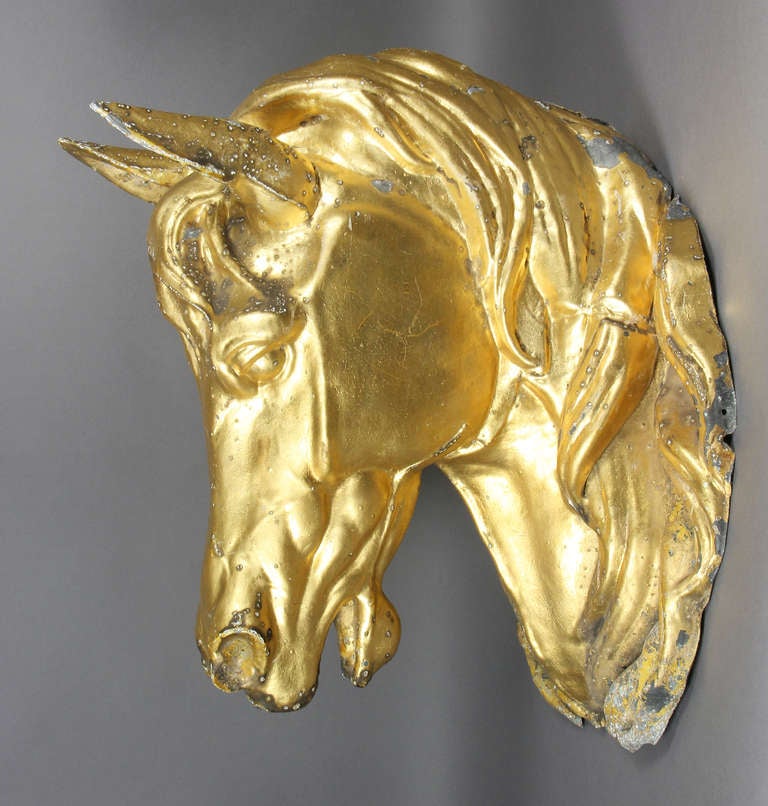 19th Century Gilded Zinc Horse Head