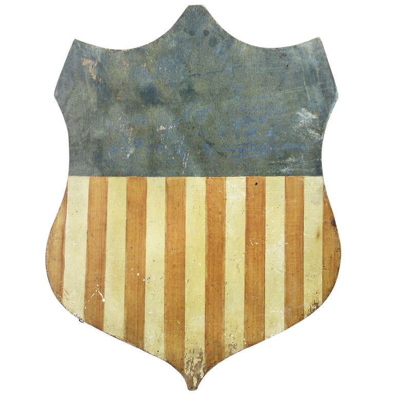 American Painted Wood Shield Form Flag