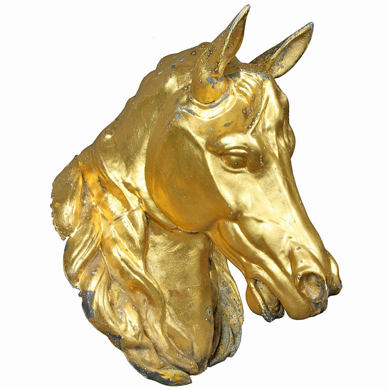 Gilded Zinc Horse Head