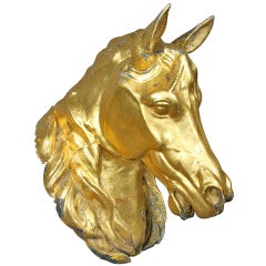 Antique Gilded Zinc Horse Head