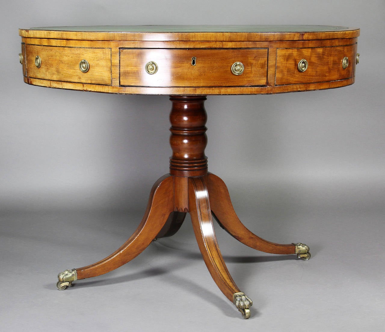 Regency Mahogany and Ebony Drum Table