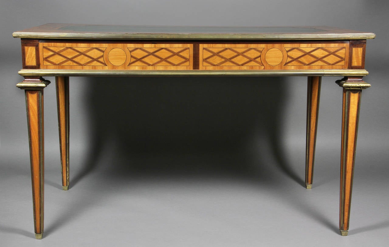 Fine Edwardian Brass-Mounted, Satinwood and Rosewood Writing Table 5