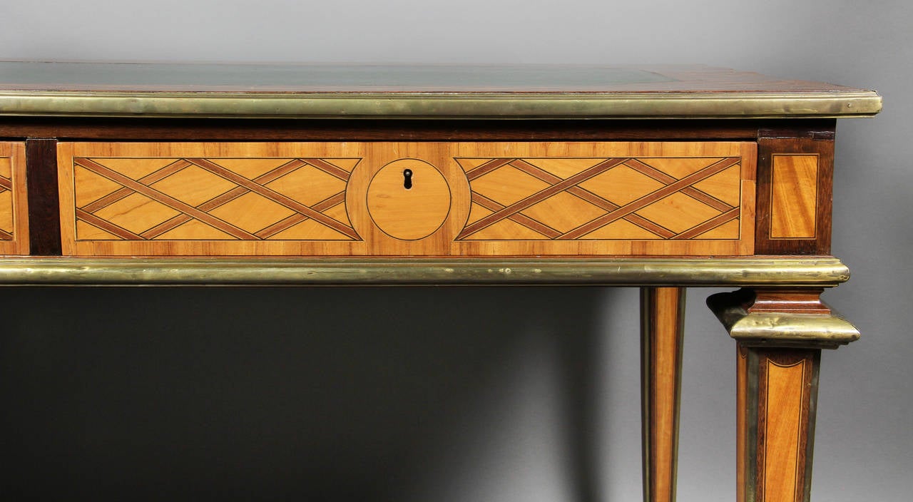 Late 19th Century Fine Edwardian Brass-Mounted, Satinwood and Rosewood Writing Table