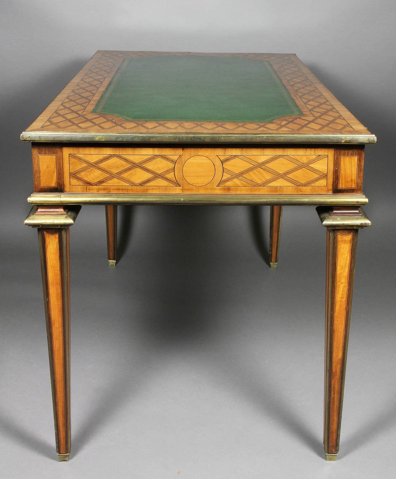Fine Edwardian Brass-Mounted, Satinwood and Rosewood Writing Table 3