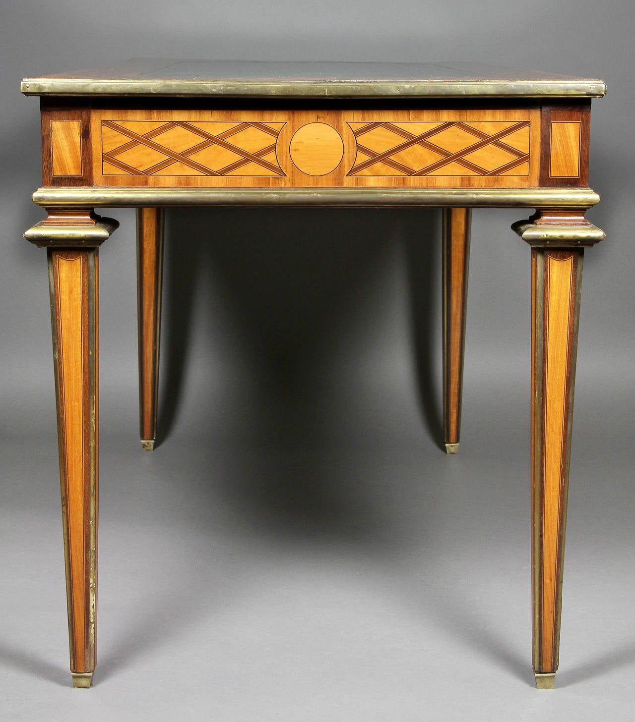 Fine Edwardian Brass-Mounted, Satinwood and Rosewood Writing Table 4