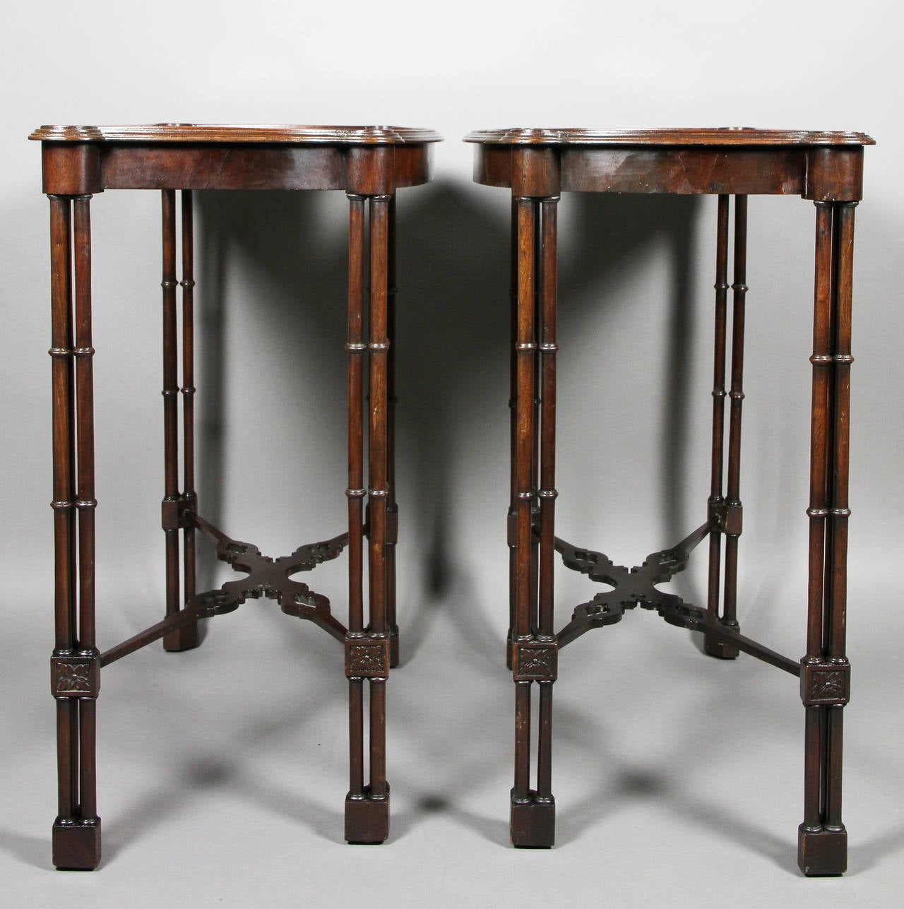 Pair of Chippendale Style Mahogany Side Tables 2