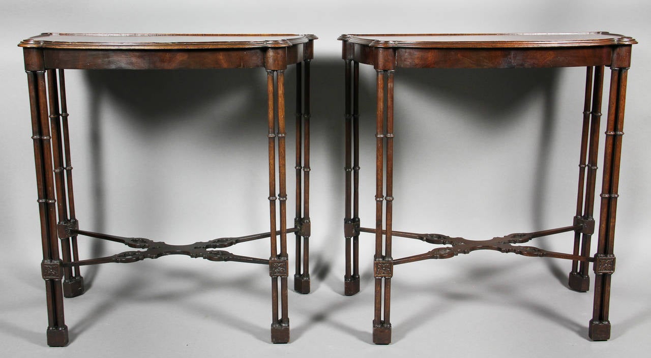 English Pair of Chippendale Style Mahogany Side Tables
