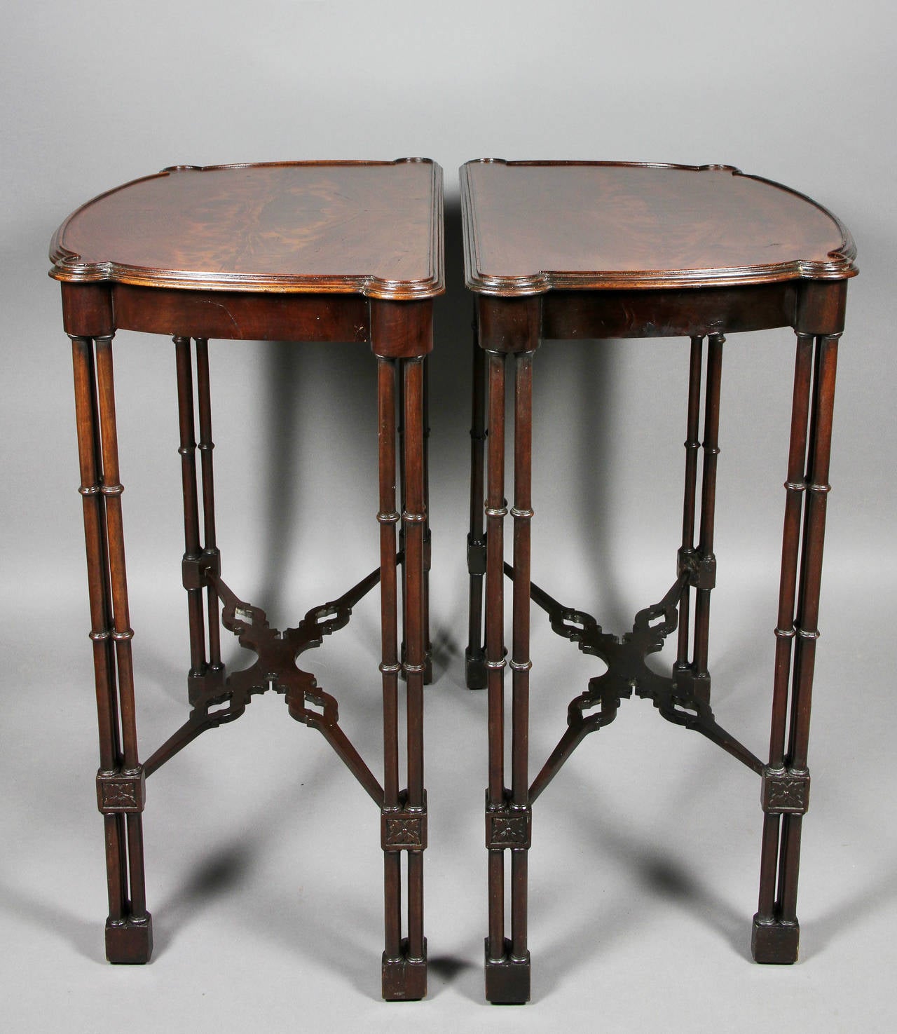 Pair of Chippendale Style Mahogany Side Tables 1