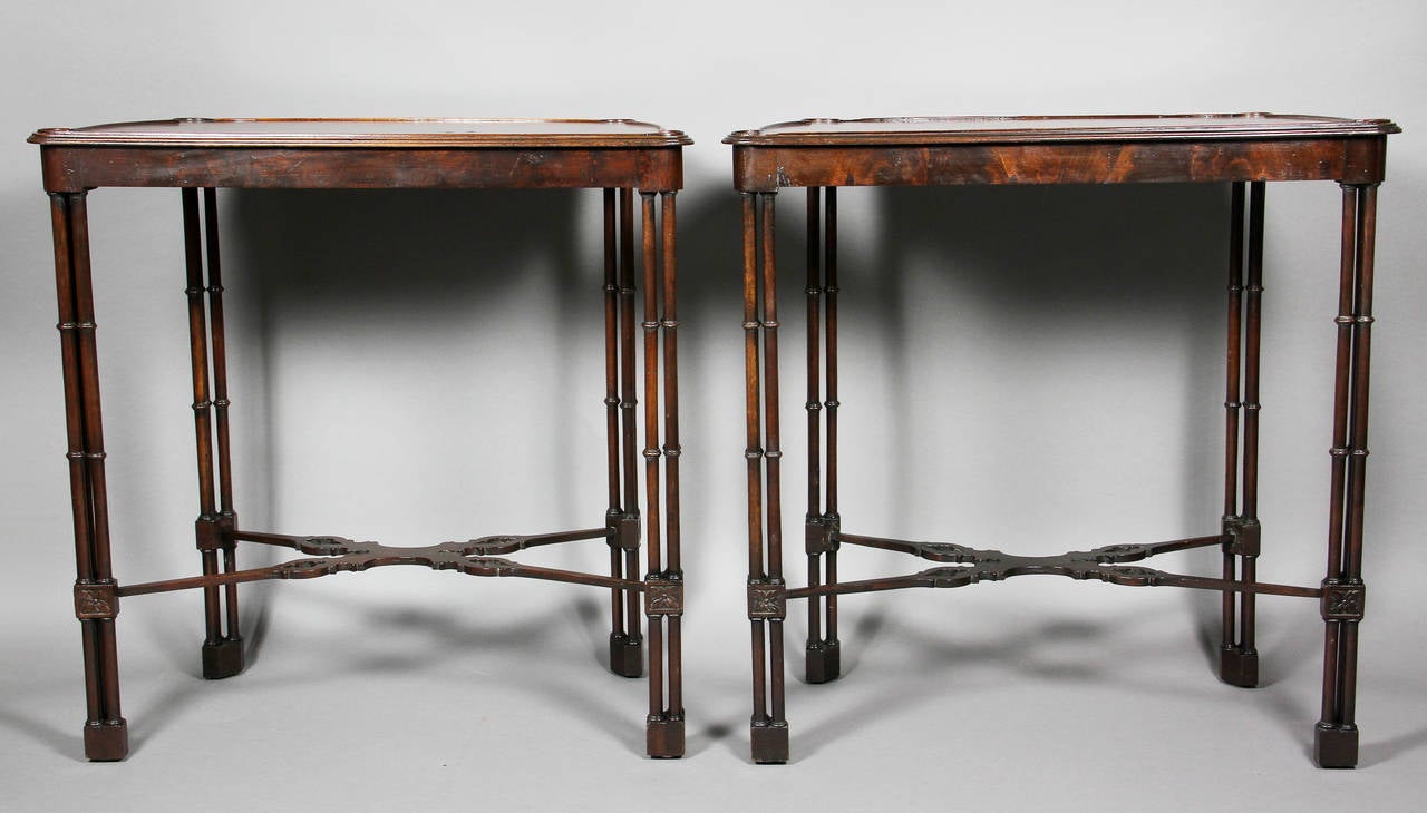 Pair of Chippendale Style Mahogany Side Tables 3