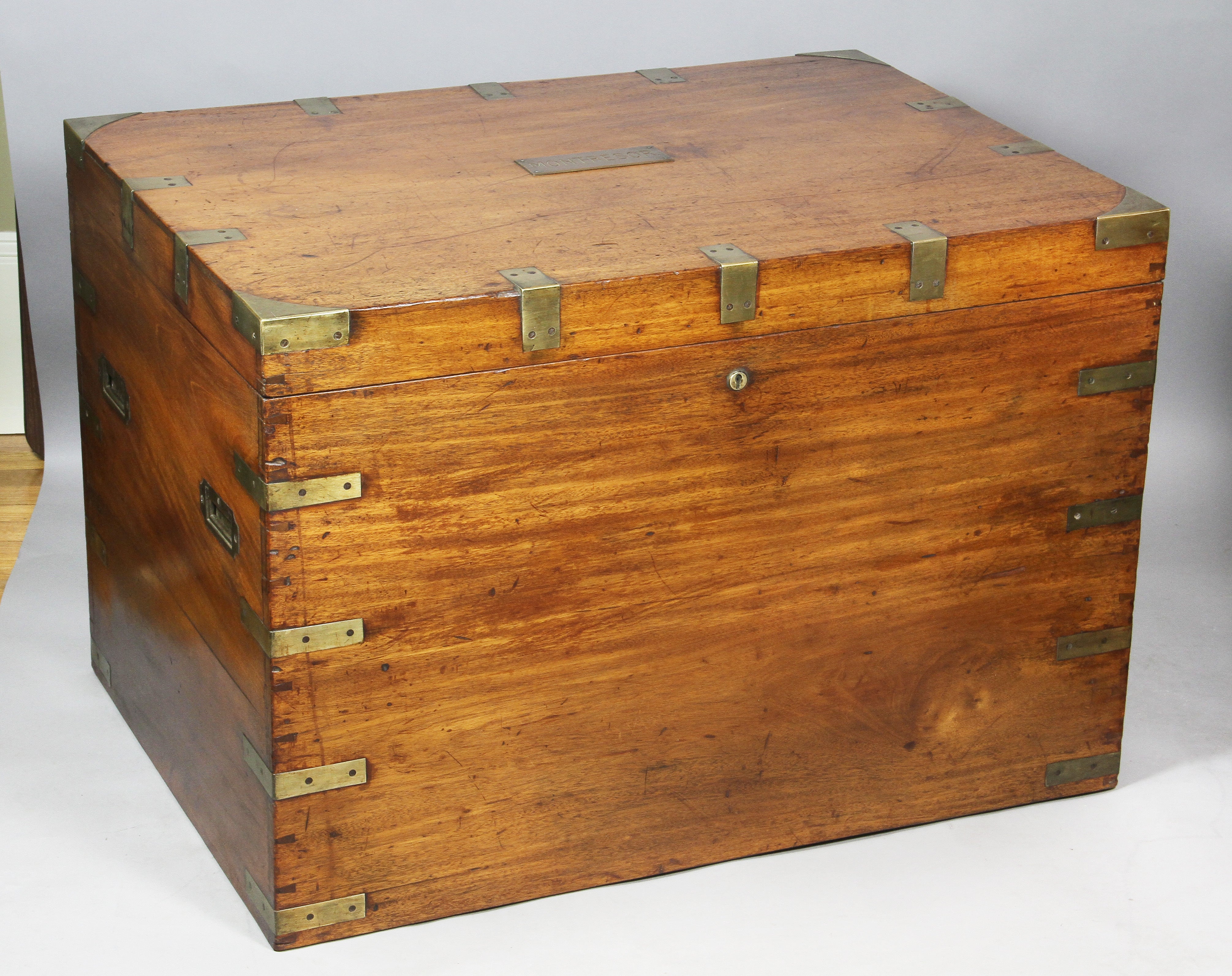 Chinese Export Camphorwood And Brass Trunk
