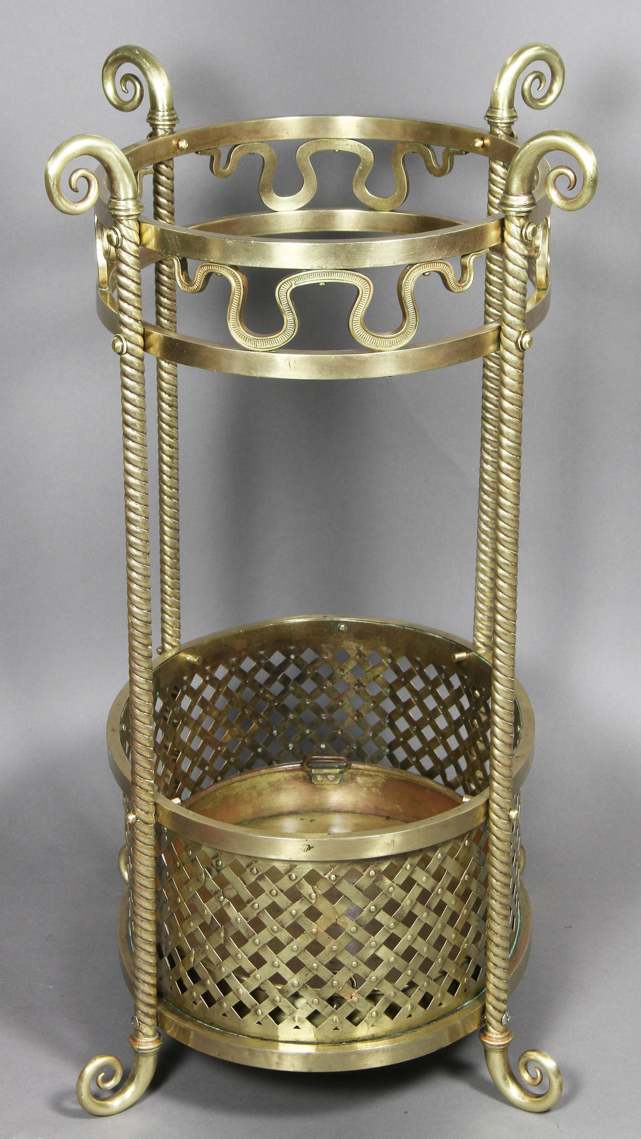 Unusual Aesthetic Movement Brass Umbrella Stand at 1stdibs