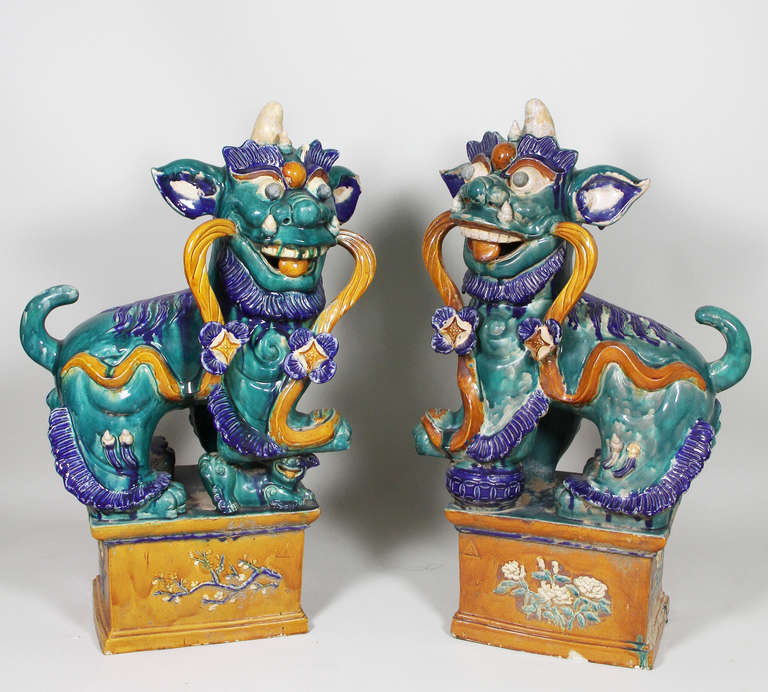 Pair of Large Chinese Ceramic Foo Dogs