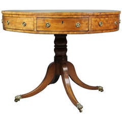 Regency Mahogany and Ebony Drum Table