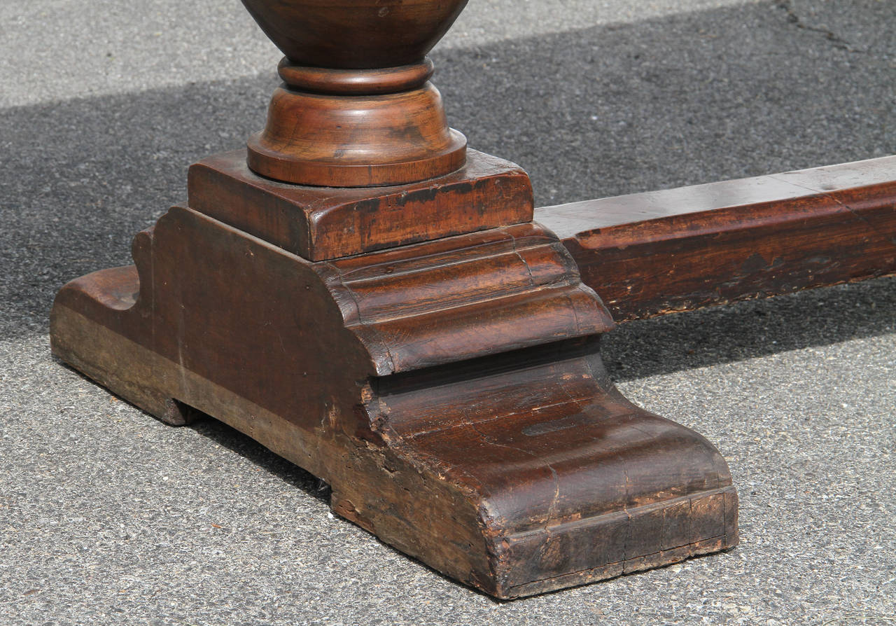 Large Italian Baroque Walnut Trestle Table 2