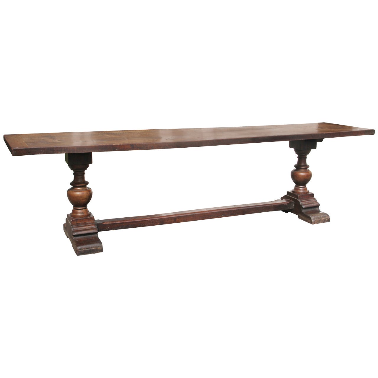 Large Italian Baroque Walnut Trestle Table