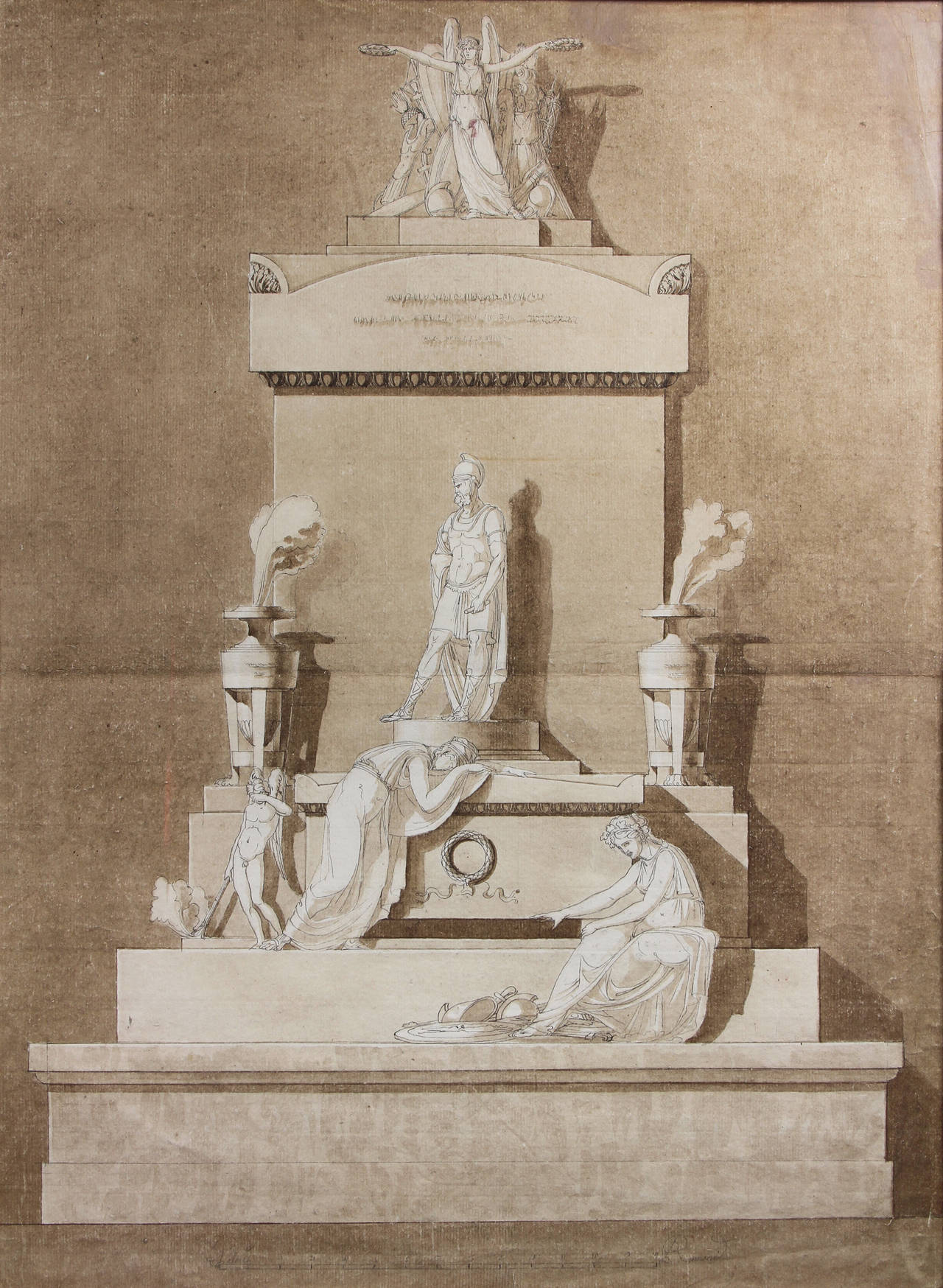 French Framed Architectural Drawing