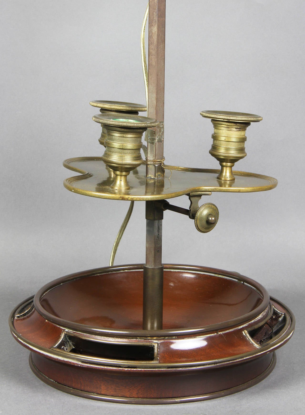 Empire Louis XVI Style Mahogany and Brass Bouillotte Lamp by Jansen, Paris