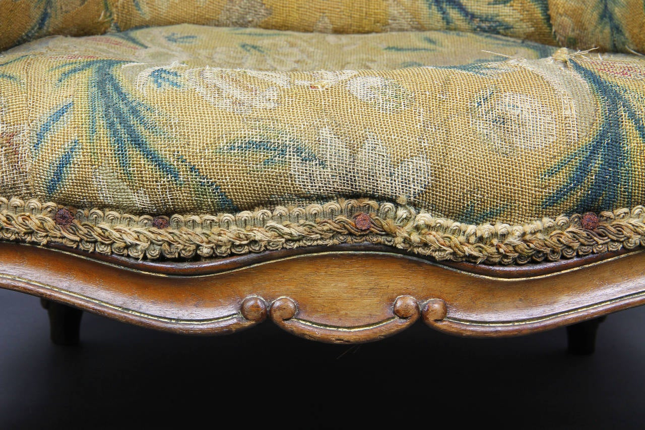 French Cute Louis XV Style Walnut Childs Bergere Chair