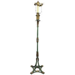 Antique Renaissance Revival Wrought Iron And Bronze Floor Lamp