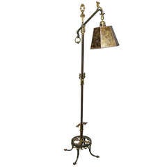 Arts And Crafts Cast Iron And Bronze Floor Lamp