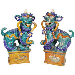 Pair of Large Chinese Ceramic Foo Dogs